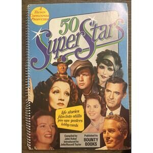 50 SUPER STARS SPIRAL BOUND BOOK by JOHN KOBAL, 1974, MARILYN MONROE, JAMES DEAN